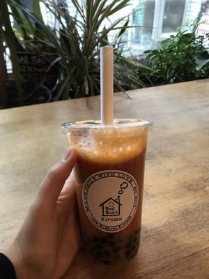 Thai tea with soy milk , they alsoa at Bae Bae's Kitchen in Pittsburgh