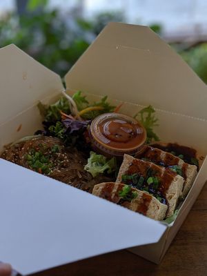 Noodles with tofu and soy braised potatoes at Bae Bae's Kitchen in Pittsburgh