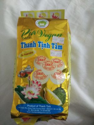 Vegan durian cake from the shop at Chay Nha Toi in Ho Chi Minh City