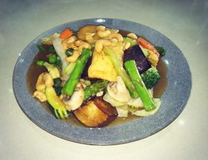 Cashew Braised Vegetables & Tofu.

This is my family favourite. Lots of fresh vegetables in a nice smooth sauce. I always feel excellent after having this. at Loving Hut in Cabramatta