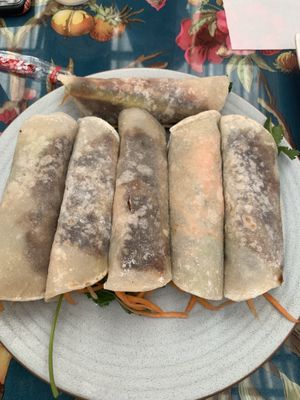 Duck pancakes - not bad, bit floury wraps   at Loving Hut in Cabramatta