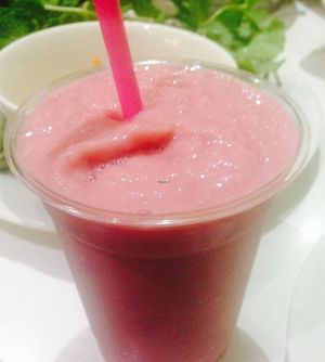 Strawberry shake  at Loving Hut in Cabramatta