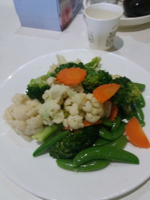 Fresh steamed veggies at Loving Hut in Cabramatta