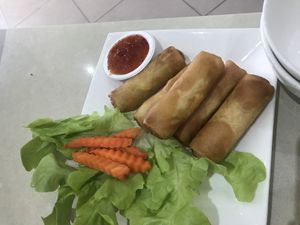 Pumpkin spring rolls. These are amazing.  at Loving Hut in Cabramatta