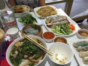 The spread at Loving Hut Cabramatta at Loving Hut in Cabramatta