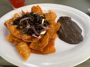 Vegan Chilaquiles - choose 4 toppings  at Fresh'n Green in Campeche