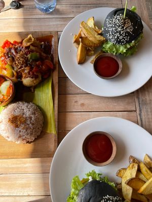 Portions are bigger than they look. Even filled my always hungry boyfriend.   at Vegan Soul Kitchen in Penida Island