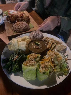 Gado gado and crispy Tofu  at Vegan Soul Kitchen in Penida Island