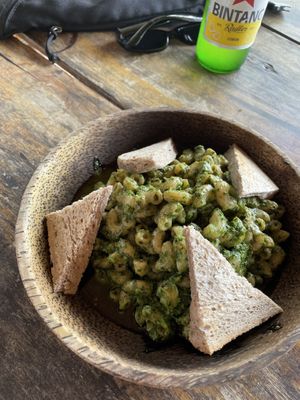Pesto macaroni  at Vegan Soul Kitchen in Penida Island