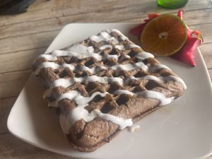 Chocolate waffle  at Vegan Soul Kitchen in Penida Island