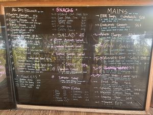 Menu board  at Vegan Soul Kitchen in Penida Island