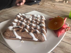 Chocolate waffle  at Vegan Soul Kitchen in Penida Island