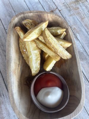 hand cut chips   at Vegan Soul Kitchen in Penida Island