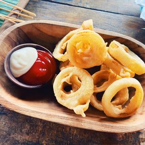 Onion rings  at Vegan Soul Kitchen in Penida Island