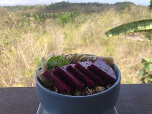 Tropical smoothie bowl  at Vegan Soul Kitchen in Penida Island