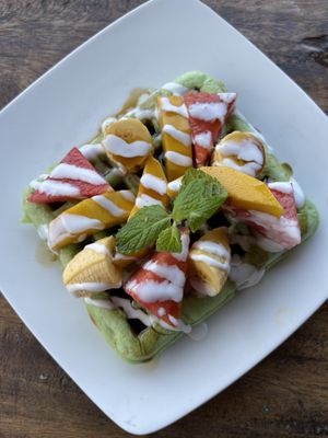 Fruit waffle  at Vegan Soul Kitchen in Penida Island