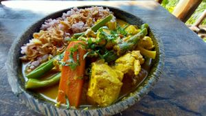 Tofu curry at Vegan Soul Kitchen in Penida Island