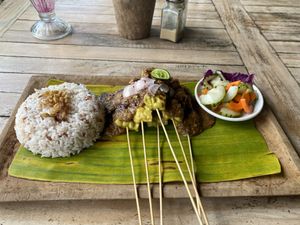 the food! (tempeh satay)  at Vegan Soul Kitchen in Penida Island