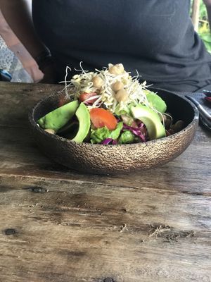 Chickpeas salad with a delicious vinaigrette at Vegan Soul Kitchen in Penida Island