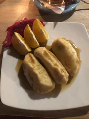 Fried bananas at Vegan Soul Kitchen in Penida Island