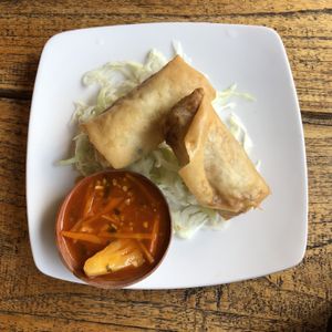 Spring rolls at Vegan Soul Kitchen in Penida Island