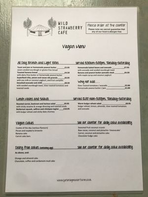 Vegan menu! Breakfast, brunch, lunch and sweet options!  at Wild Strawberry Cafe in Great Missenden
