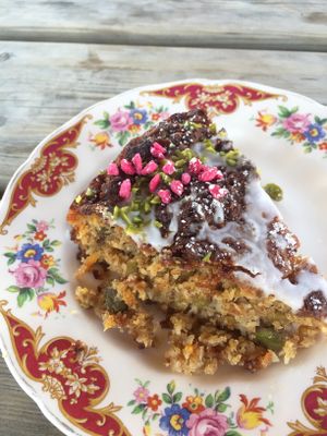 Coconut Carrot & Pistachio cake at Wild Strawberry Cafe in Great Missenden