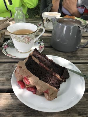 Chocolate and raspberry cake   at Wild Strawberry Cafe in Great Missenden