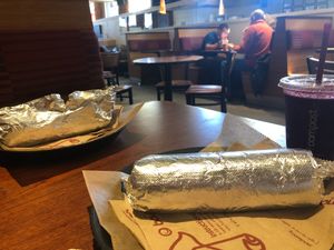Burritos and heart beet at lunchtime  at Boloco in Hanover