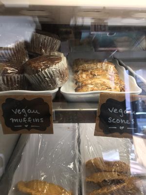 Vegan muffins and scones. They normally also have vegan tamales in the case at Terra Cafe in Easton