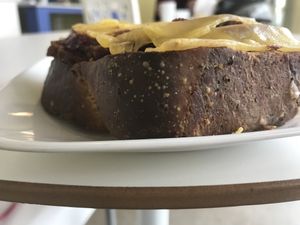 Delicious jam and cheese savory french toast  at Carina's Bakery in Beaverton