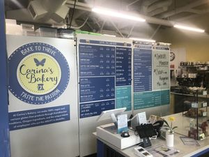 Inside, menu at Carina's Bakery in Beaverton