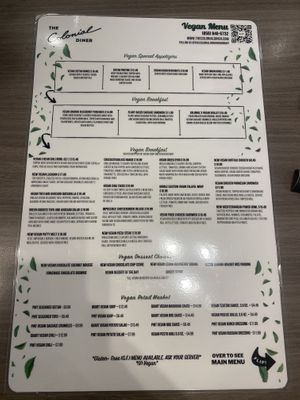 Vegan Menu  at Colonial Diner in Woodbury