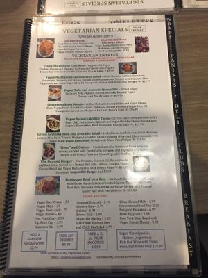 Menu as of 12/15/18 very vegan friendly  at Colonial Diner in Woodbury