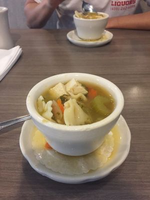 Vegan soup that comes with your entree  at Colonial Diner in Woodbury