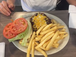 Vegan impossible burger  at Colonial Diner in Woodbury
