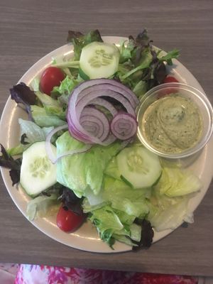 Salad with vegan meals (had this instead of soup)😄 at Colonial Diner in Woodbury