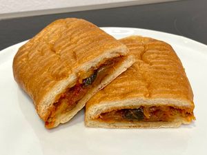 fried eggplant panini (plated at home) at Esters Enoteca in Seattle