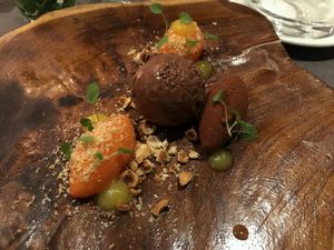 chocolate ice cream with hazelnut and mandarine  at Hotel the White Horse in Etten-leur