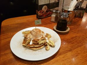 Jamaican banana plantcakes at The Pancake Parlour in Maribyrnong