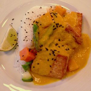 vege curry with tofu - specially made without onion or garlic at Bon Lloc in Mallorca