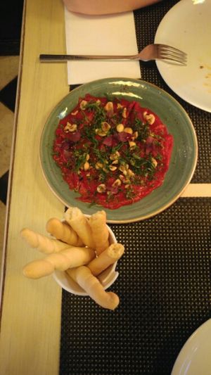 red pepper cappachio at Bon Lloc in Mallorca