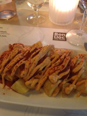 spicy potato starter at Bon Lloc in Mallorca