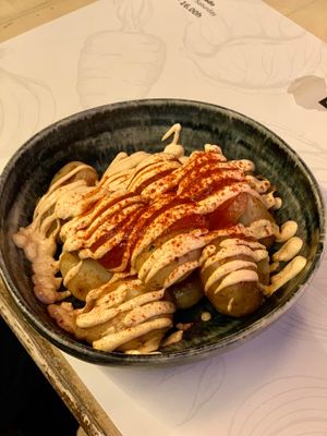 Starter: Baked potatoes  at Bon Lloc in Mallorca