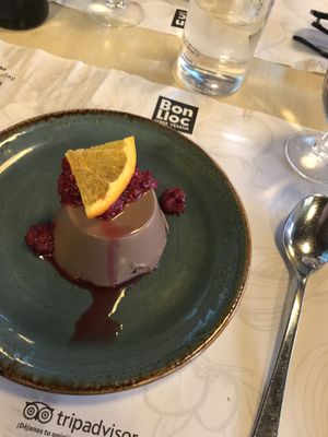 panna cotta for the dessert  at Bon Lloc in Mallorca