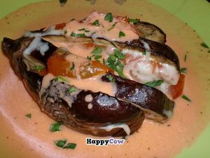 Stuffed aubergine at Bon Lloc in Mallorca