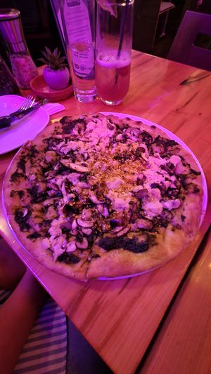 Fungi pizza at Atomica in Kingston