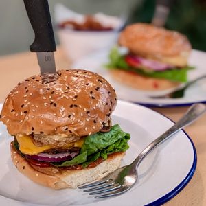 Vegan Sydney Sider Burger, Vegan Battered Fish Burger, Vegan Southern Fried Cauliflower Bites at Soul Burger in Newtown
