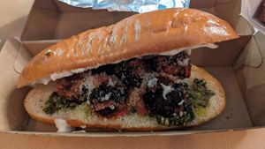 Classic meatball sub $14.90 at Soul Burger in Newtown