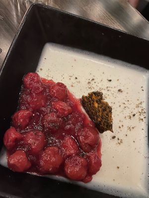 Halva Pot de Creme with Sour Cherries and Black Sesame Brittle at Fancy Radish in Washington